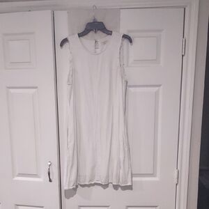 Thread & Supply White Rayon/Linen Sundress. Pockets. Fully Lined. Size Large